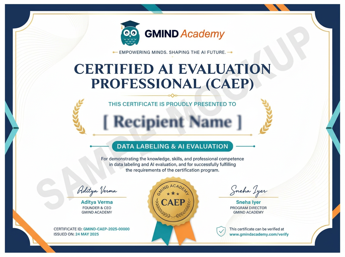 Mockup preview of the Certified AI Evaluation Professional certificate